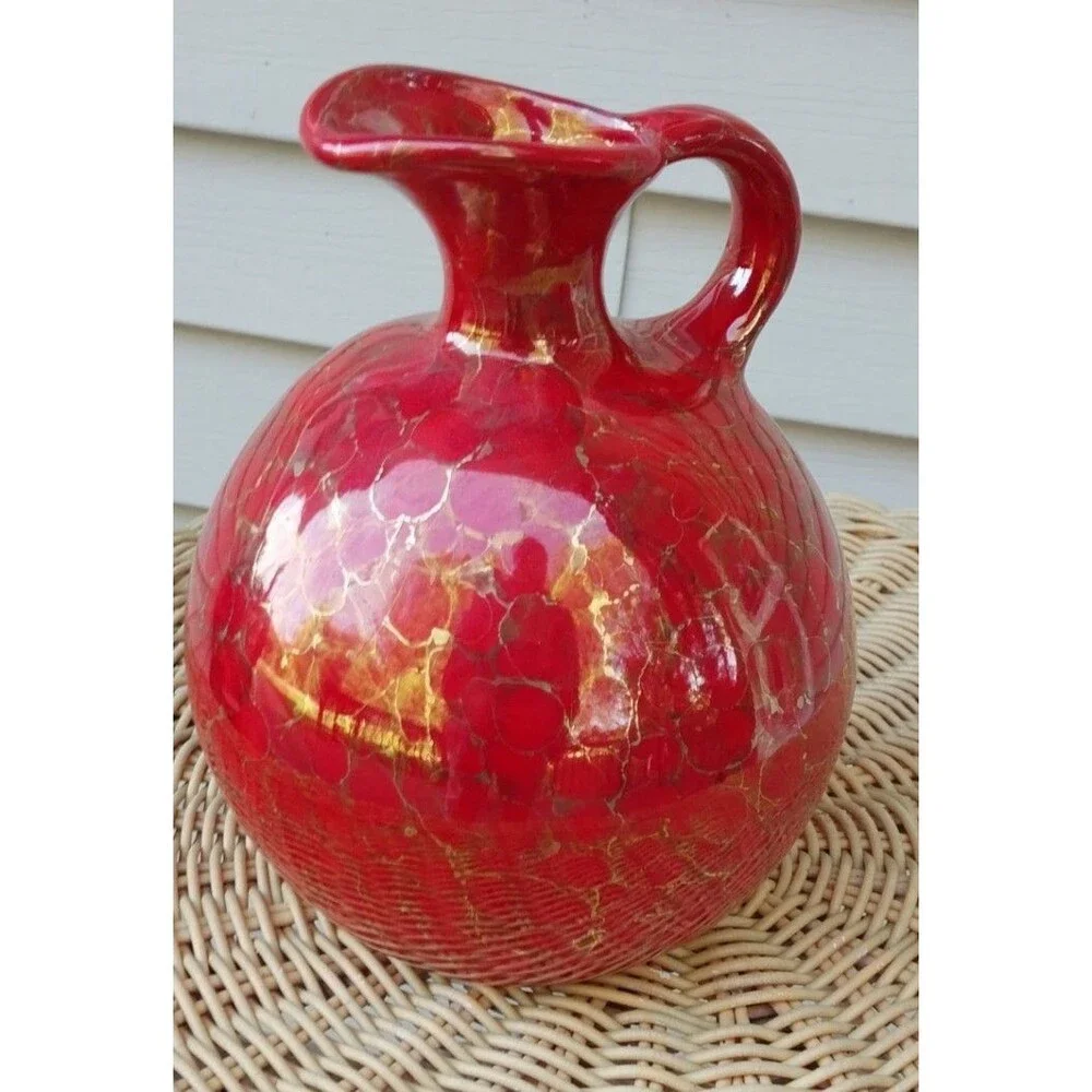 Vintage Crackled Style Art Studio Pottery Hand Crafted Pitcher/Vase/Ewer